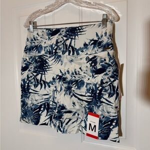 Blue and White Tropical Print Skort